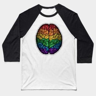 Large LGBTQ Pride Rainbow Brain Vector Baseball T-Shirt
